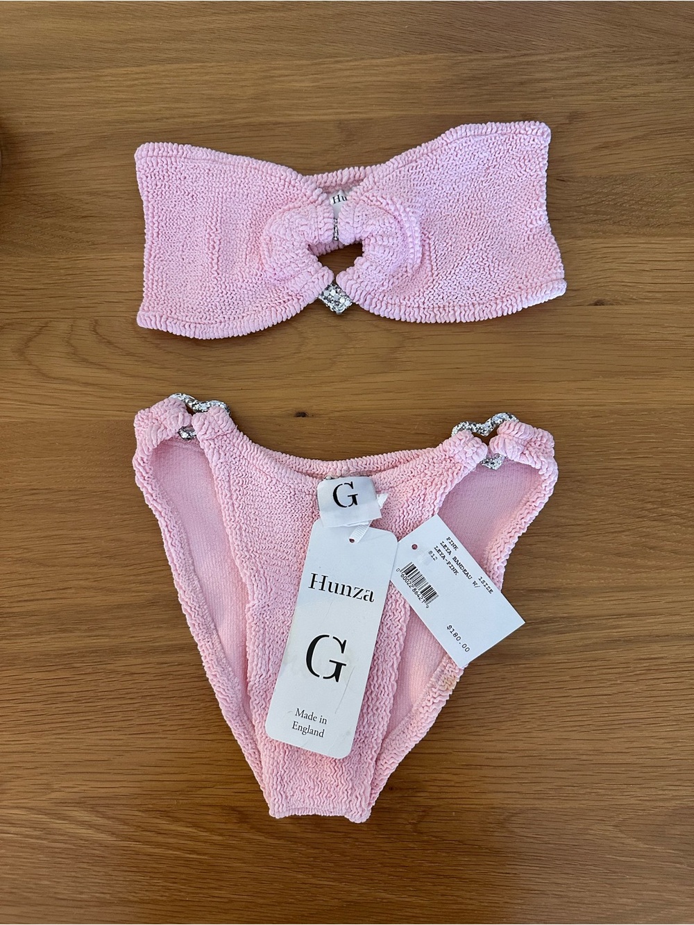 Hunza G Light Pink Leya Bandeau Bikini Set